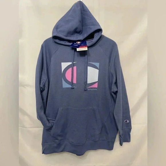 Champion Seven Seas Blue Women's Plus Size Hoodie Sweater Plus size 1X New - Picture 2 of 10